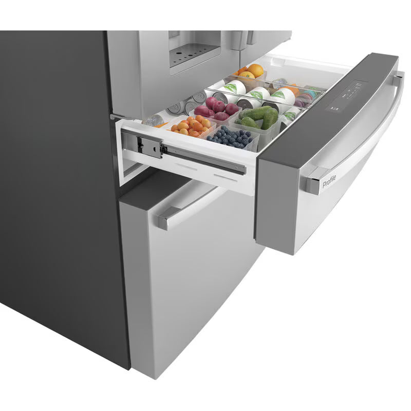 GE Profile 36 in. 22.4 cu. ft. Smart Counter Depth 4-Door French Door Refrigerator with Ice & Water Dispenser - Fingerprint Resistant Stainless