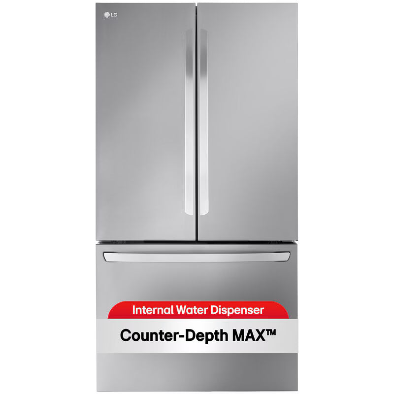 LG 36 in. 26.5 cu. ft. Smart Counter Depth French Door Refrigerator with Internal Water Dispenser - Stainless Steel