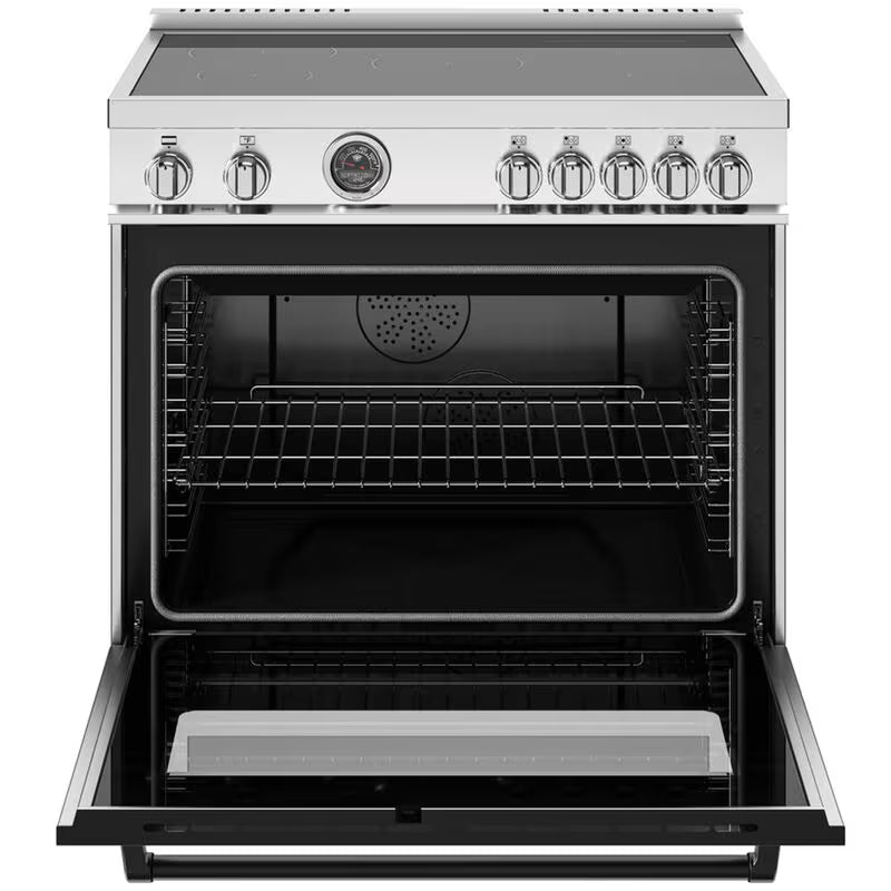 Bertazzoni Master Series 36 in. 5.7 cu. ft. Air Fry Convection Oven Freestanding Electric Range with 5 Induction Zones & Griddle - Stainless Steel