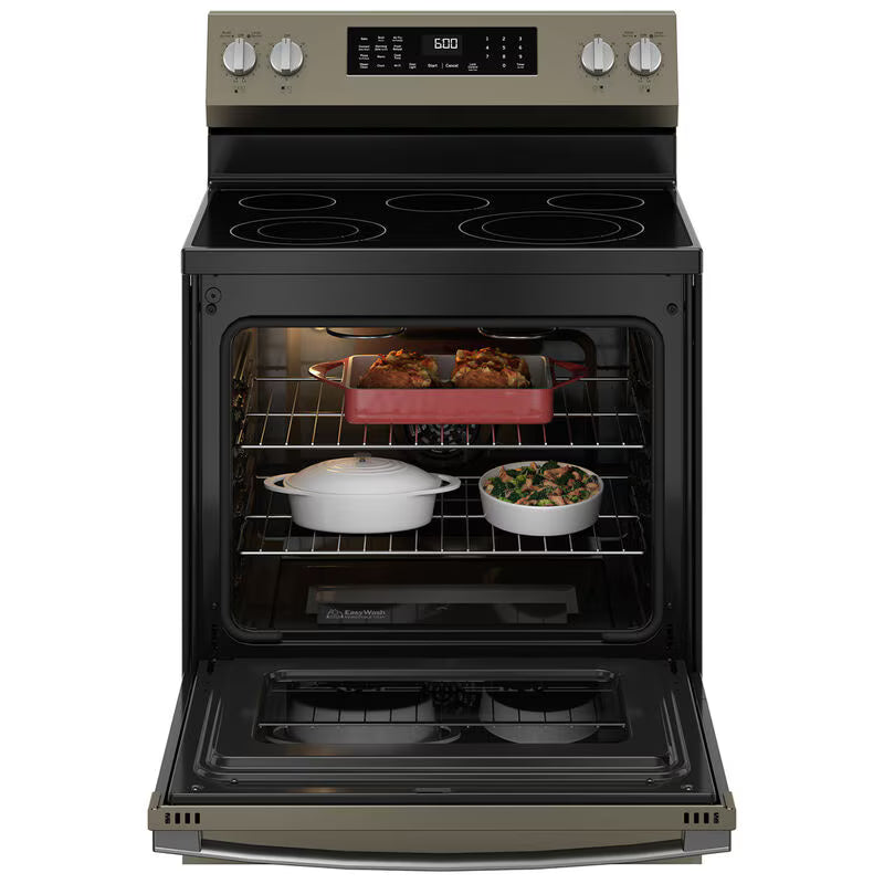 GE 30 in. 5.3 cu. ft. Smart Air Fry Standard Convection Electric Range with Radiant Burners - Slate
