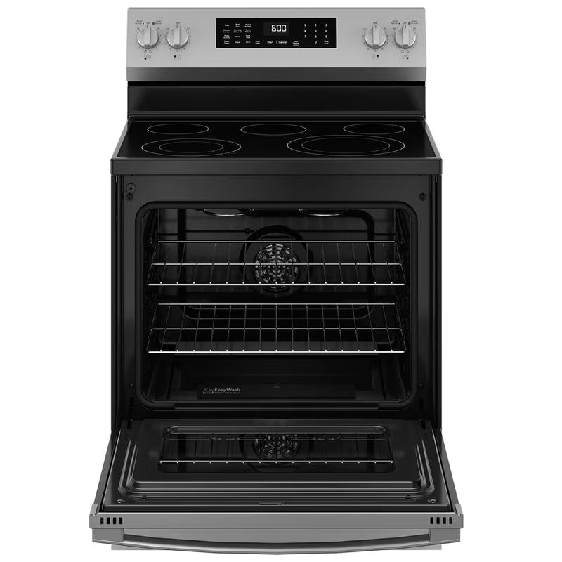 GE 30 in. 5.3 cu. ft. Smart Air Fry Standard Convection Electric Range with Radiant Burners - Stainless Steel