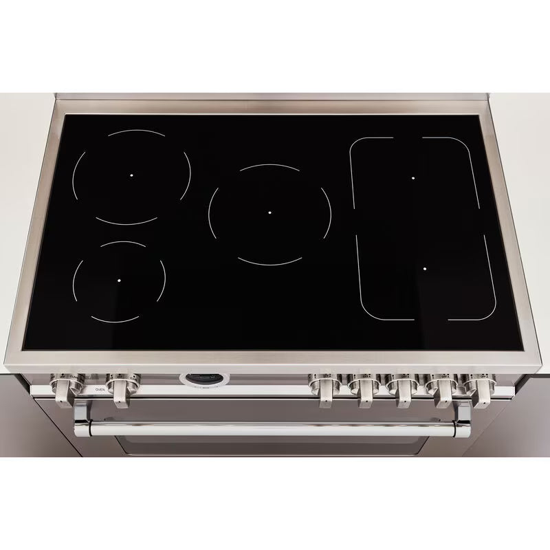 Bertazzoni Master Series 36 in. 5.7 cu. ft. Air Fry Convection Oven Freestanding Electric Range with 5 Induction Zones & Griddle - Stainless Steel