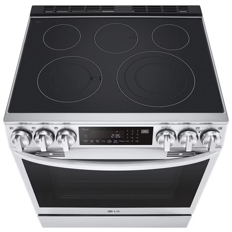 LG InstaView 30 in. 6.3 cu. ft. Smart Air Fry True European Convection Slide-In Electric Range with Radiant Burners - PrintProof Stainless Steel