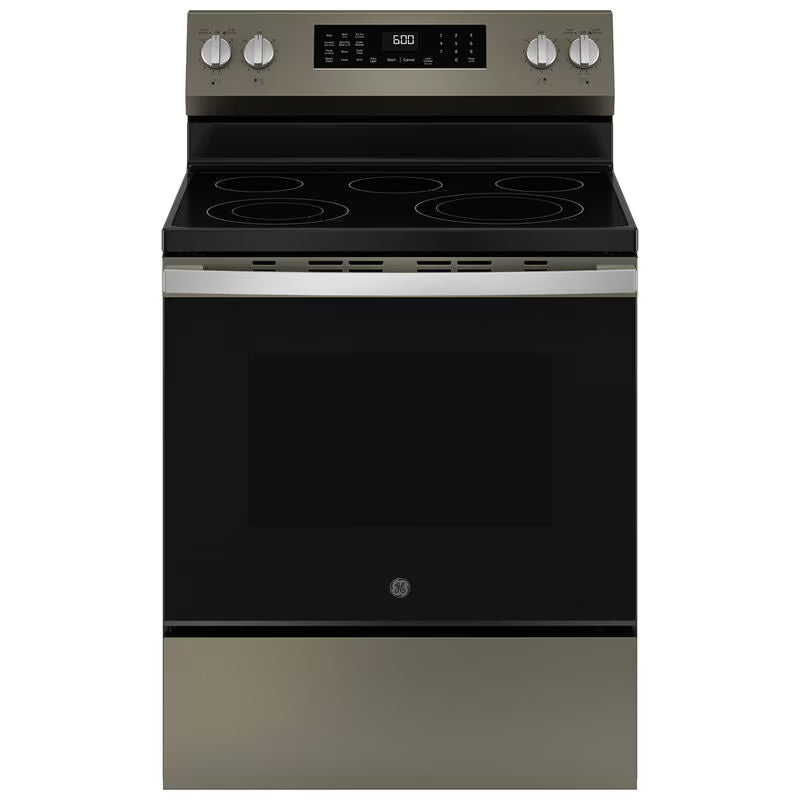 GE 30 in. 5.3 cu. ft. Smart Air Fry Standard Convection Electric Range with Radiant Burners - Slate