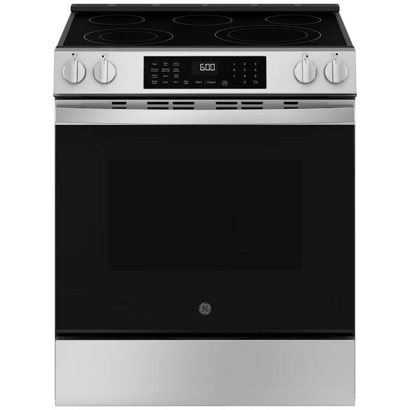 GE 30 in. 5.3 cu. ft. Smart Air Fry Standard Convection Slide-In Electric Range with Radiant Burners - Fingerprint Resistant Stainless