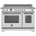 Bertazzoni Heritage Series 48 in. 7 cu. ft. Air Fry Dual Convection Double Oven Electric Range with 6 Induction Burners & Griddle - Stainless Steel