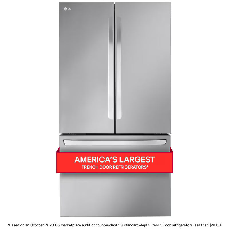 LG 36 in. 26.5 cu. ft. Smart Counter Depth French Door Refrigerator with Internal Water Dispenser - Stainless Steel