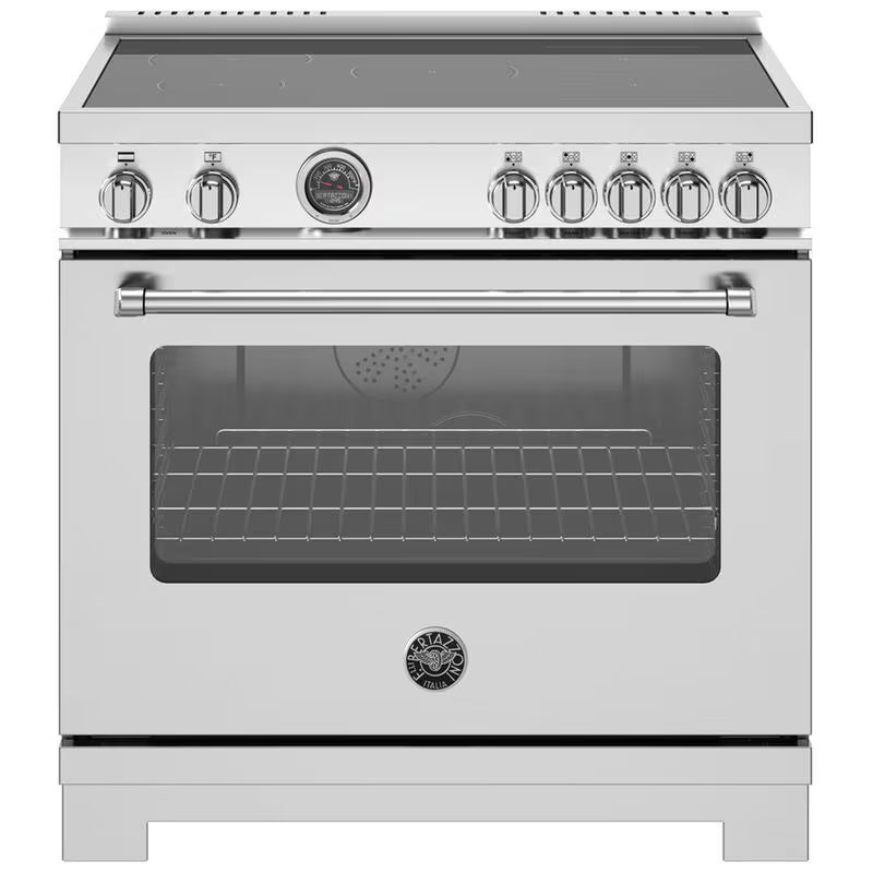 Bertazzoni Master Series 36 in. 5.7 cu. ft. Air Fry Convection Oven Freestanding Electric Range with 5 Induction Zones & Griddle - Stainless Steel