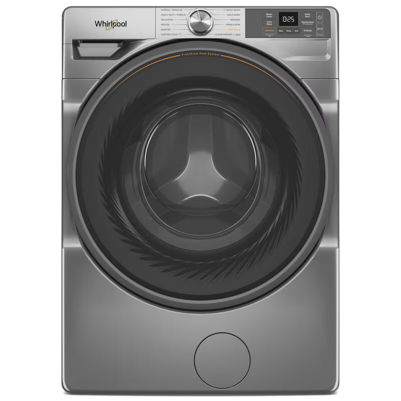 Whirlpool 27 in. 4.5 cu. ft. Smart Stackable Front Load Washer with FreshFlow Vent System, Sanitize & Steam Cycle - Radiant Silver