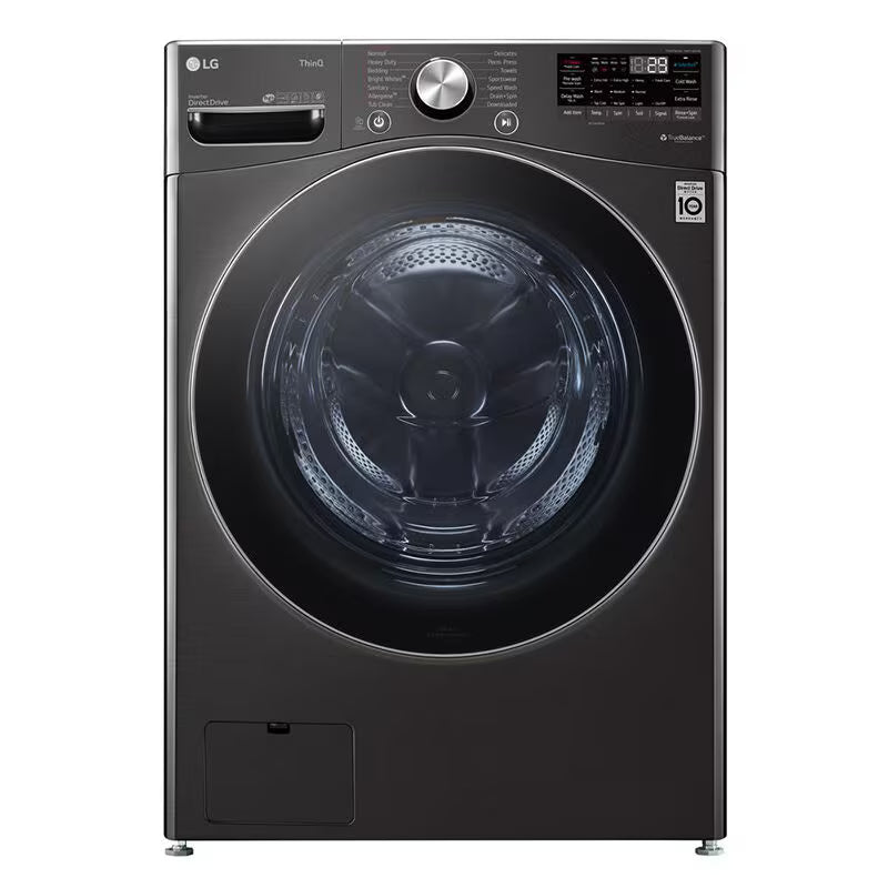 LG 27 in. 5.0 cu. ft. Smart Stackable Front Load Washer with TurboWash 360, Sanitize & Steam Wash Cycle - Black Steel
